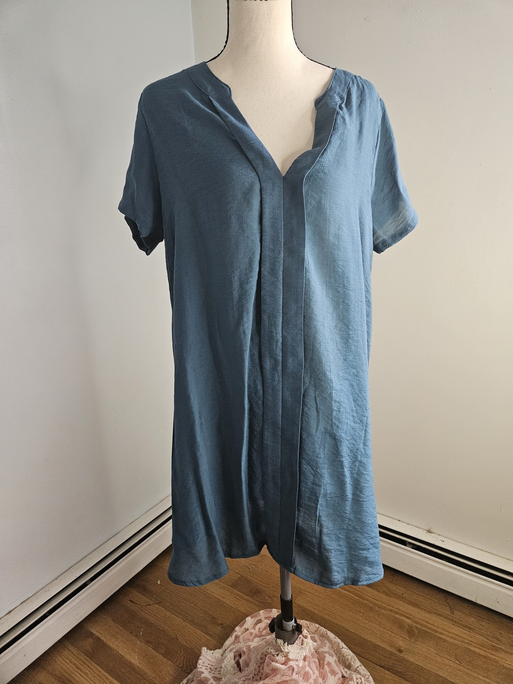 Cupshe Slate Blue Midi Dress with V-Notch Neck P375